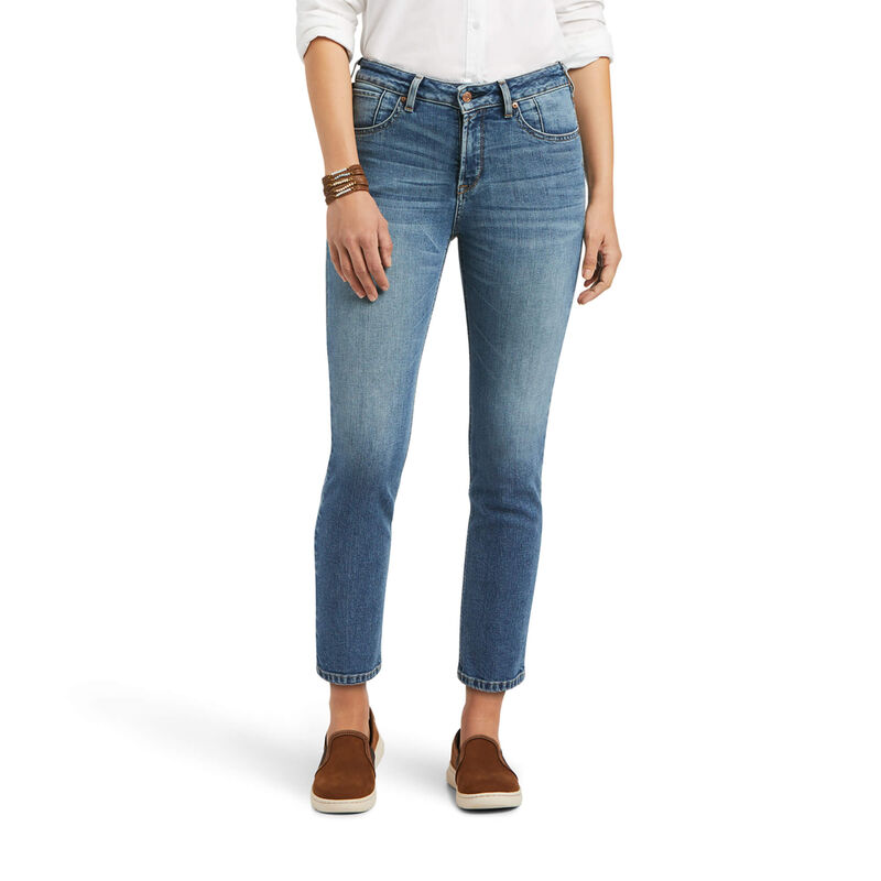 Ariat Jeans Damen - Premium High Rise Straight Crop Blau ( ZWVSY-6142 )